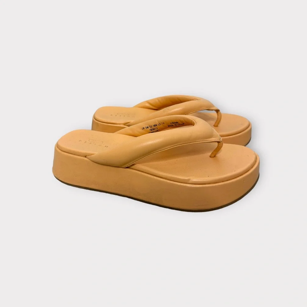 ASOS Pastel orange, platform flip flops - Picture 2 of 8